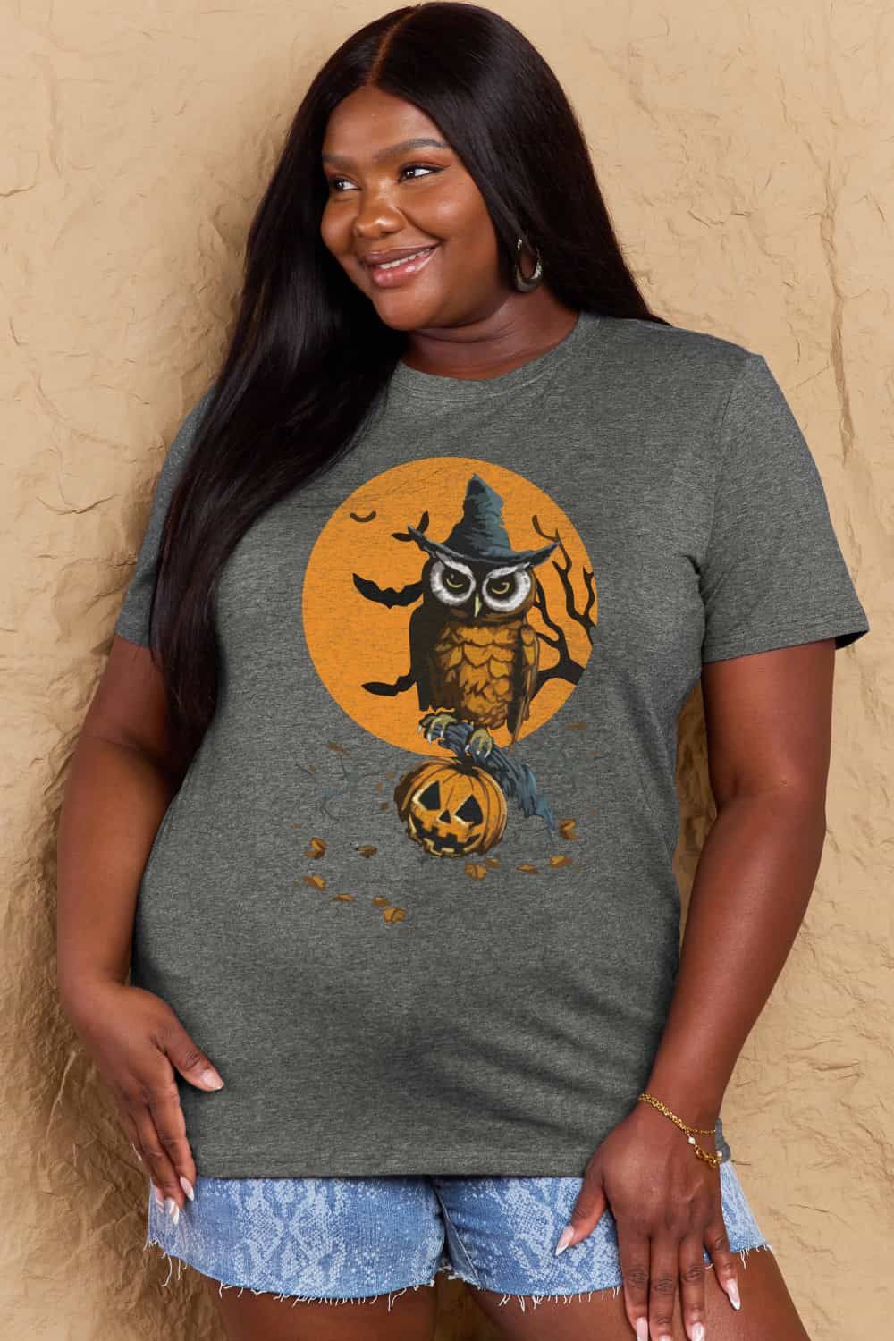Women Full Size Halloween Theme Graphic Cotton T-Shirt NicholesGifts