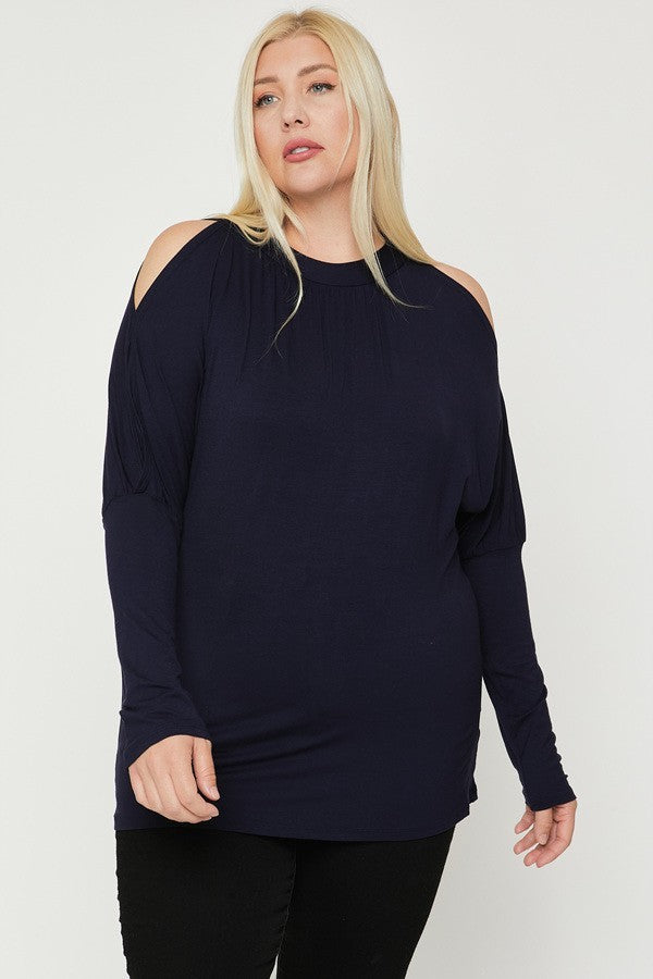 Plus Size Women Long Sleeves Solid Top