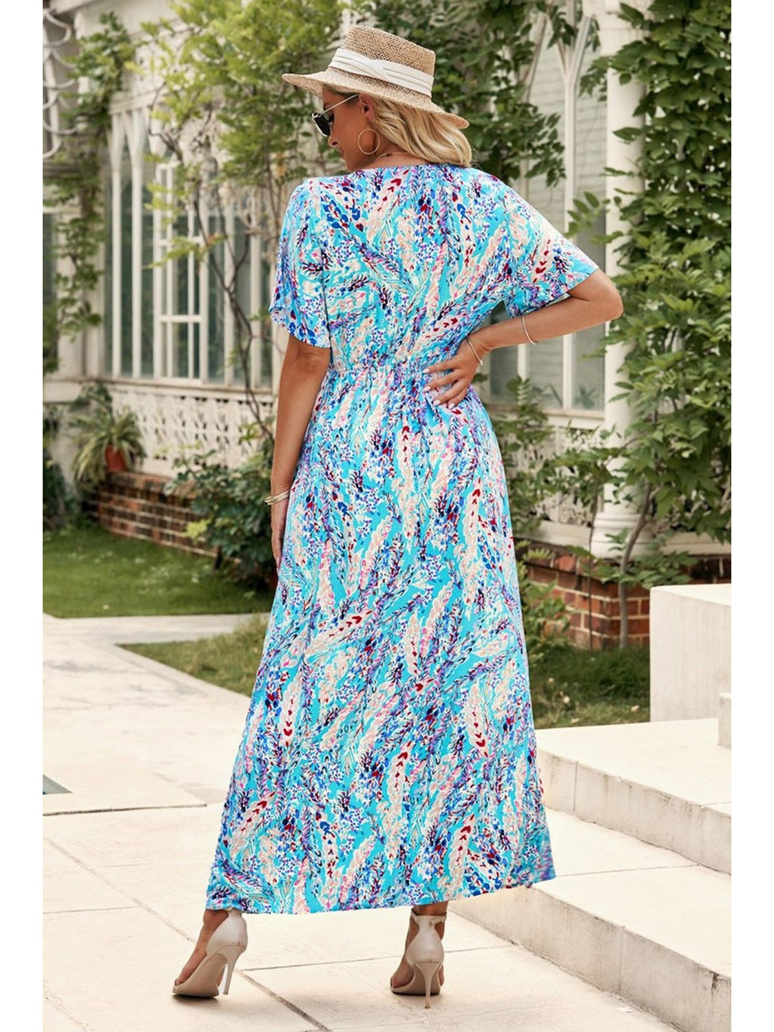 Women Multicolored V-Neck Maxi Dress NicholesGifts