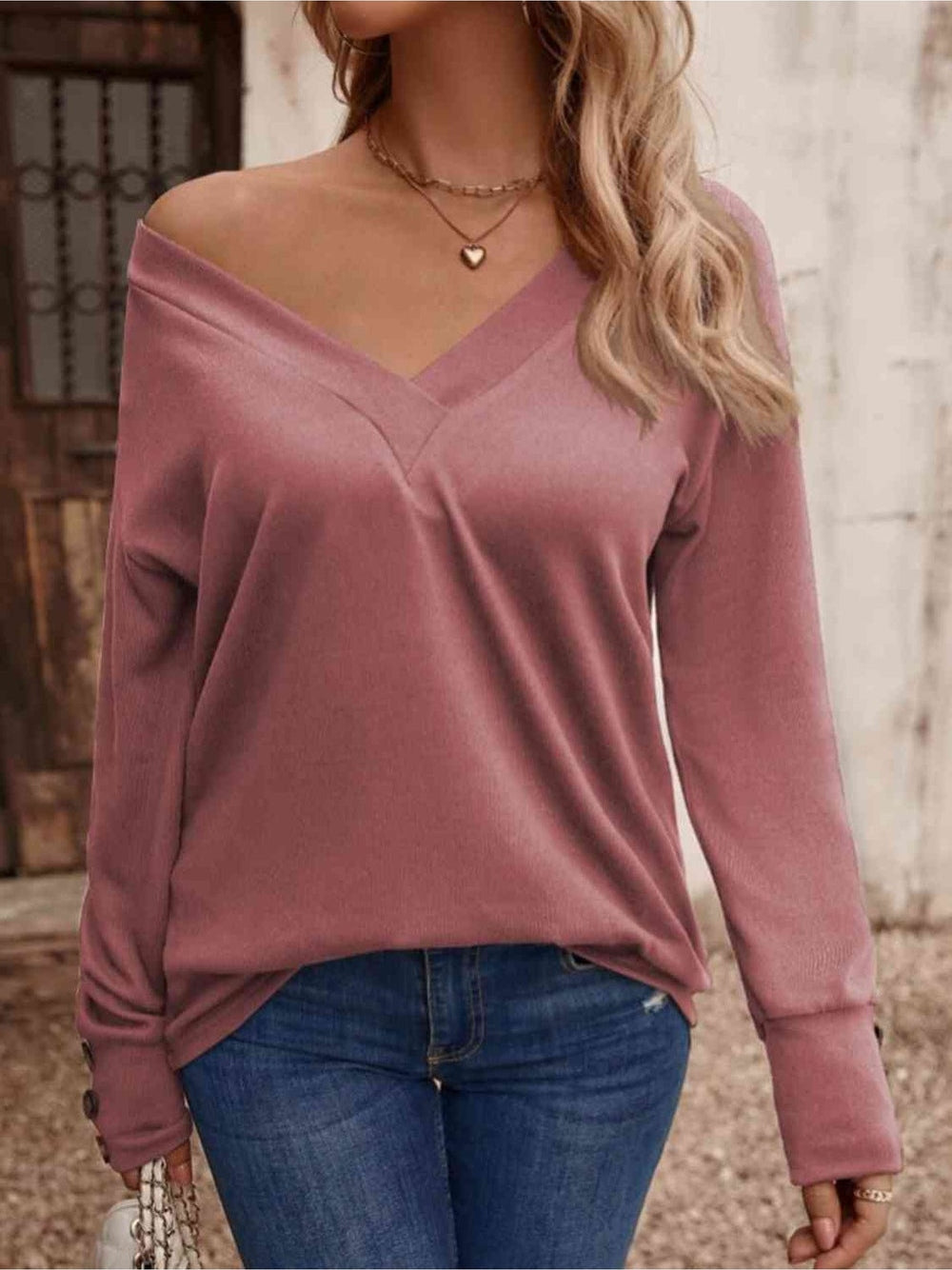 Women V-Neck Long Sleeve Top NicholesGifts