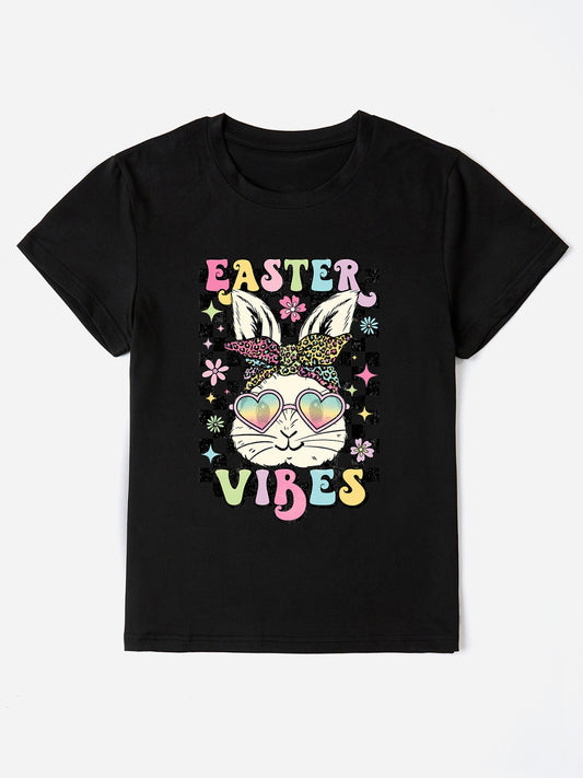 Women Easter Vibes Round Neck Short Sleeve T-Shirt NicholesGifts