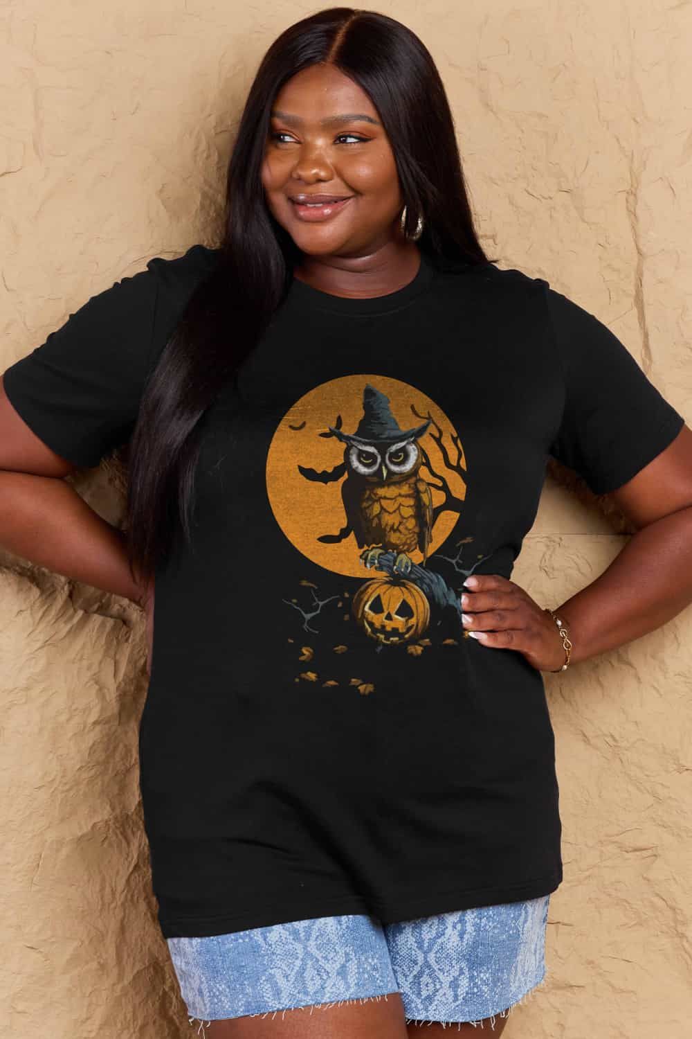 Women Full Size Halloween Theme Graphic Cotton T-Shirt NicholesGifts