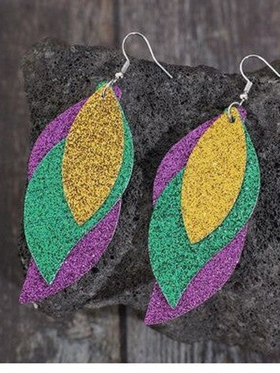 NicholesGifts Women PU Leather Leaf Dangle St. Patrick's Day Earrings