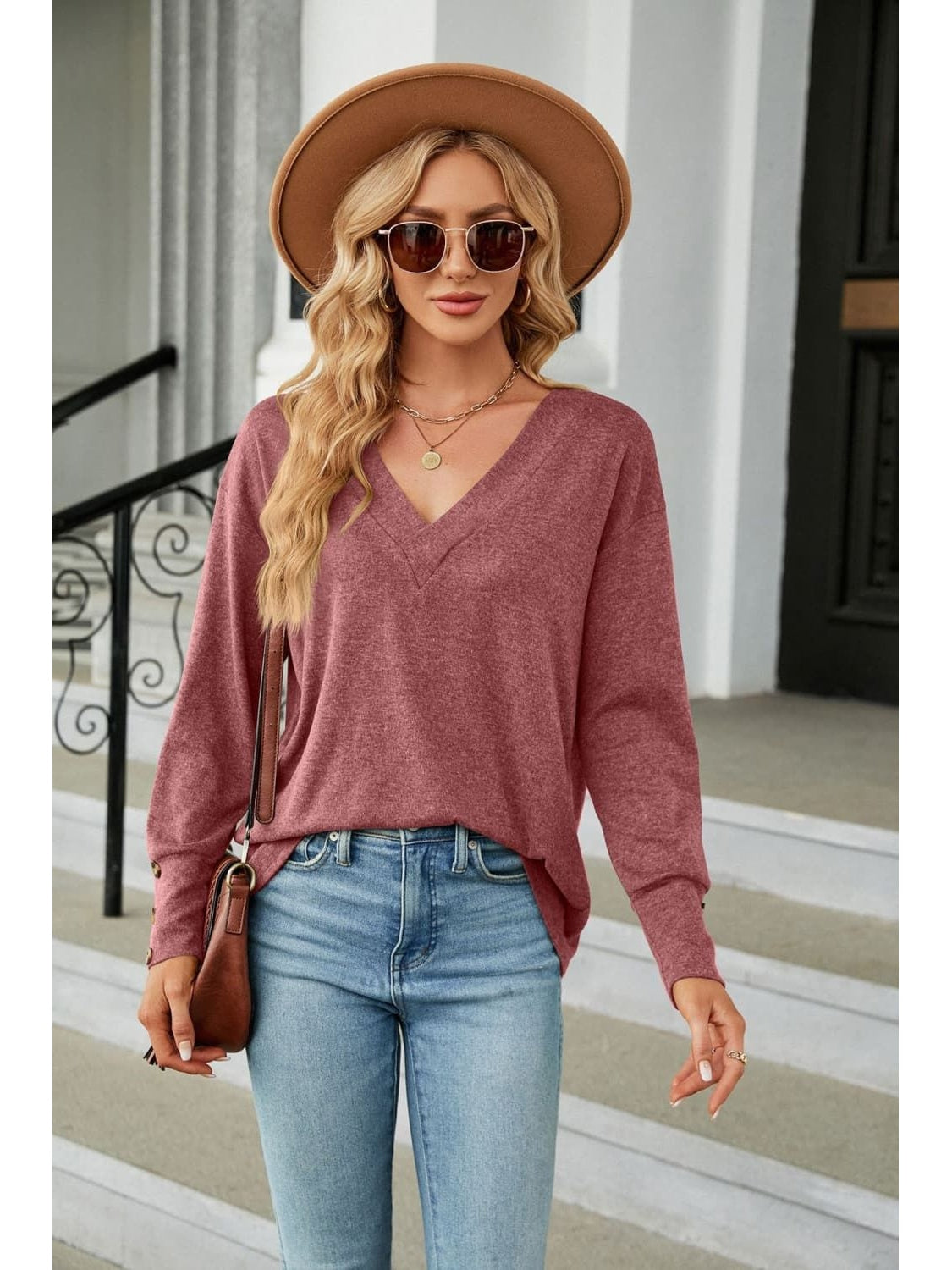 Women V-Neck Long Sleeve T-Shirt NicholesGifts