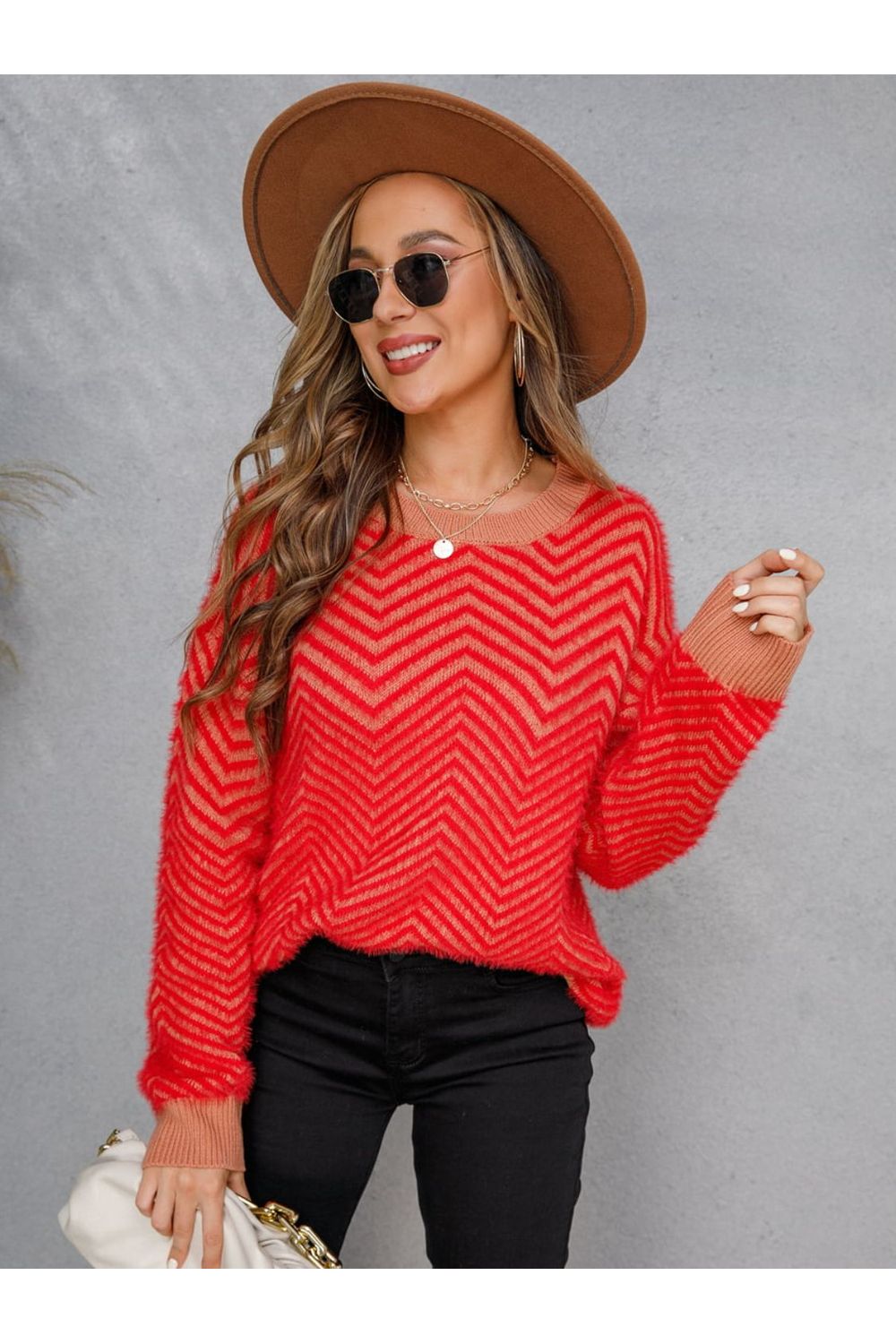 Women Round Neck Long Sleeve Sweater