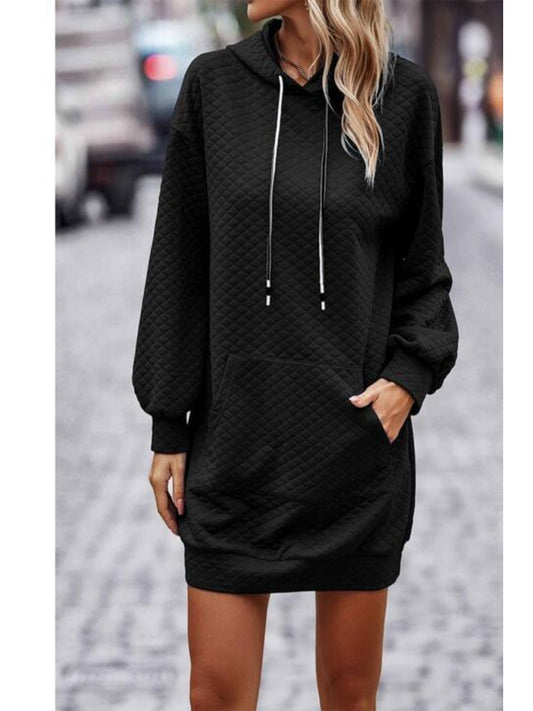 NicholesGifts Women Textured Drawstring Tunic Hoodie NicholesGifts