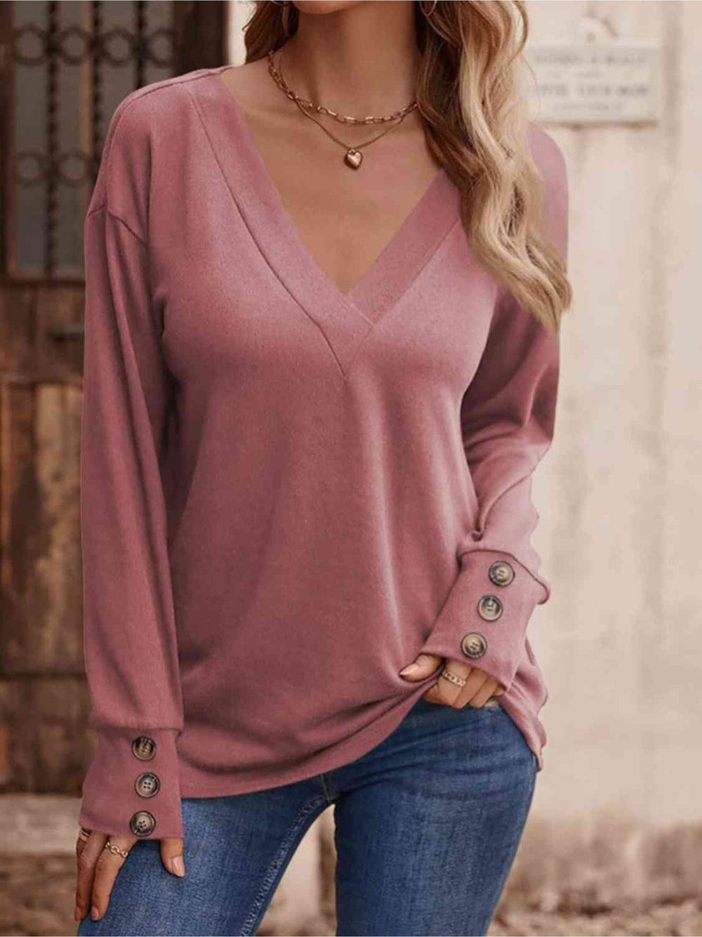 Women V-Neck Long Sleeve Top NicholesGifts