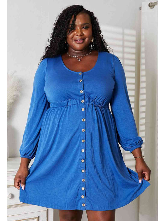 Women Double Take Scoop Neck Empire Waist Long Sleeve Magic Dress NicholesGifts