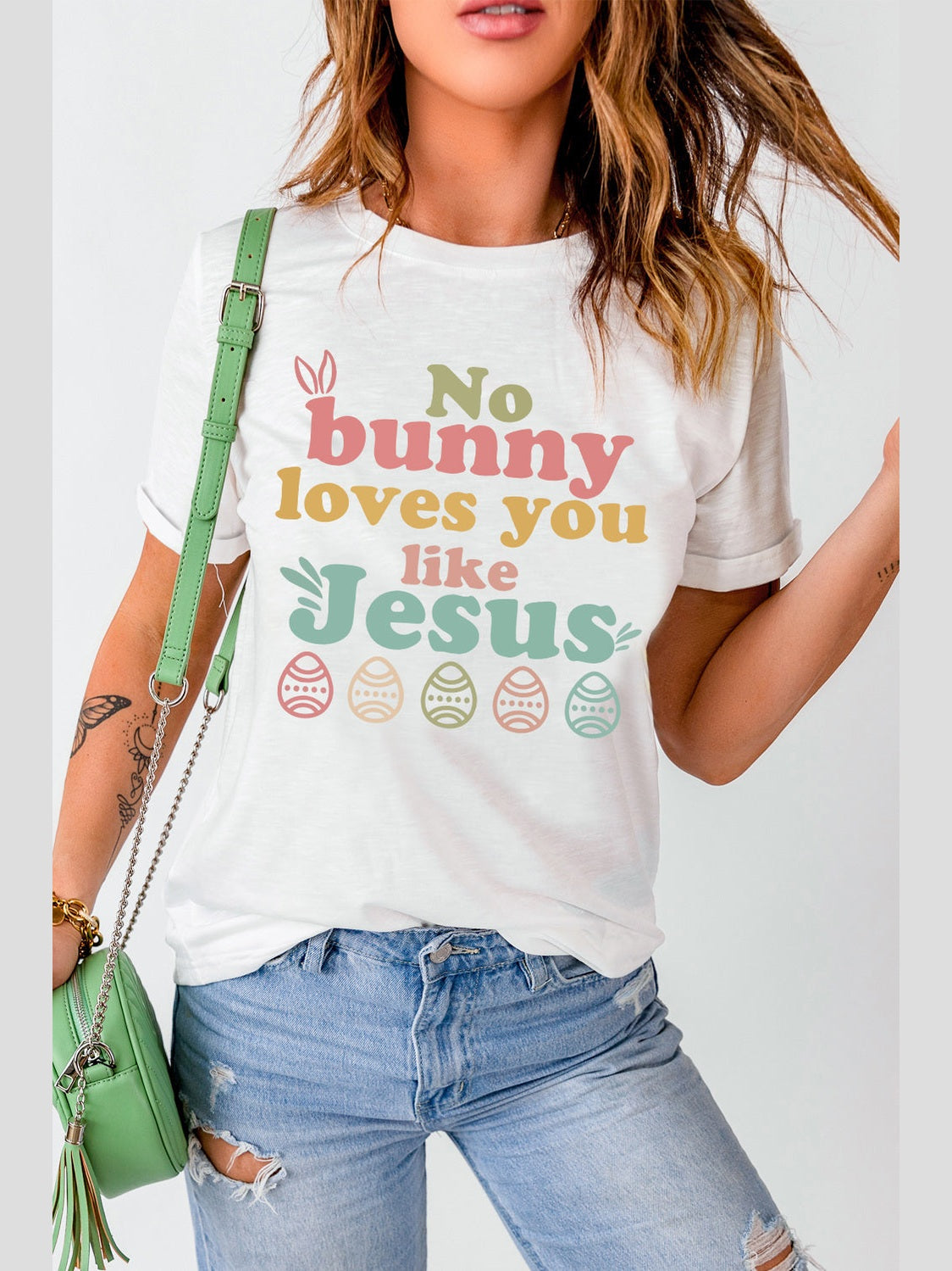 Women Easter No Bunny Loves You Like Jesus Short Sleeve T-Shirt NicholesGifts