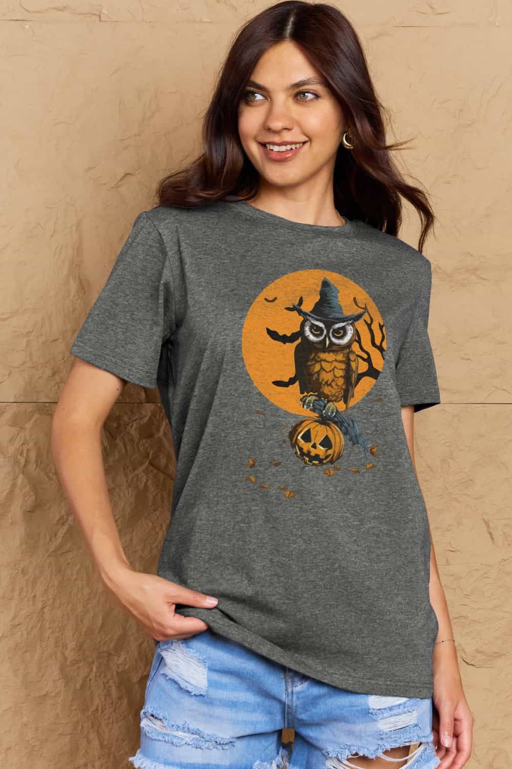 Women Full Size Halloween Theme Graphic Cotton T-Shirt NicholesGifts