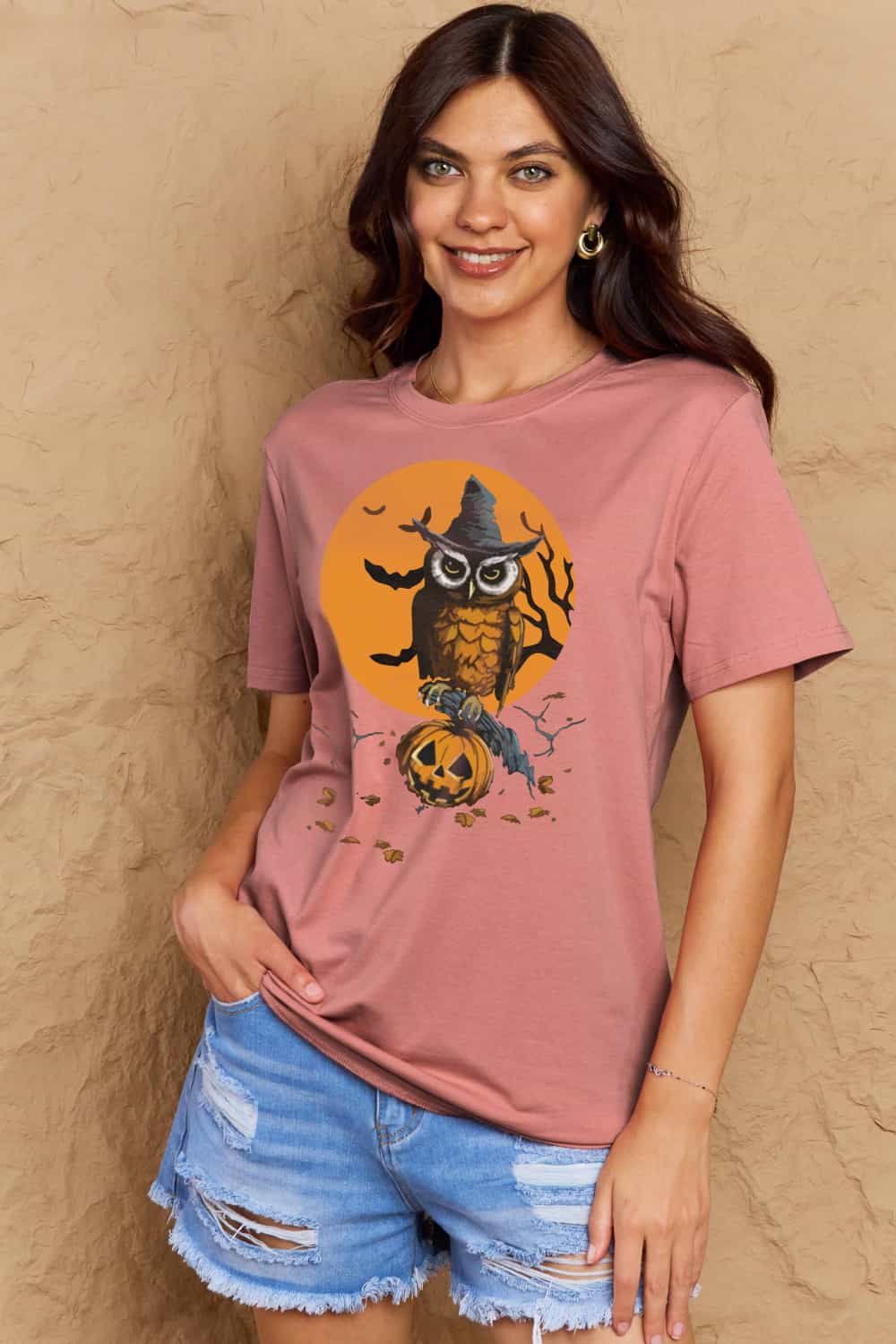 Women Full Size Halloween Theme Graphic Cotton T-Shirt NicholesGifts