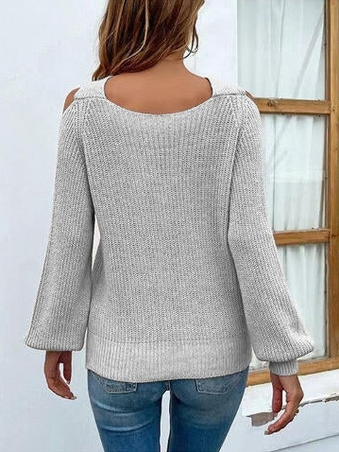 Women Crisscross Cold-Shoulder Sweater