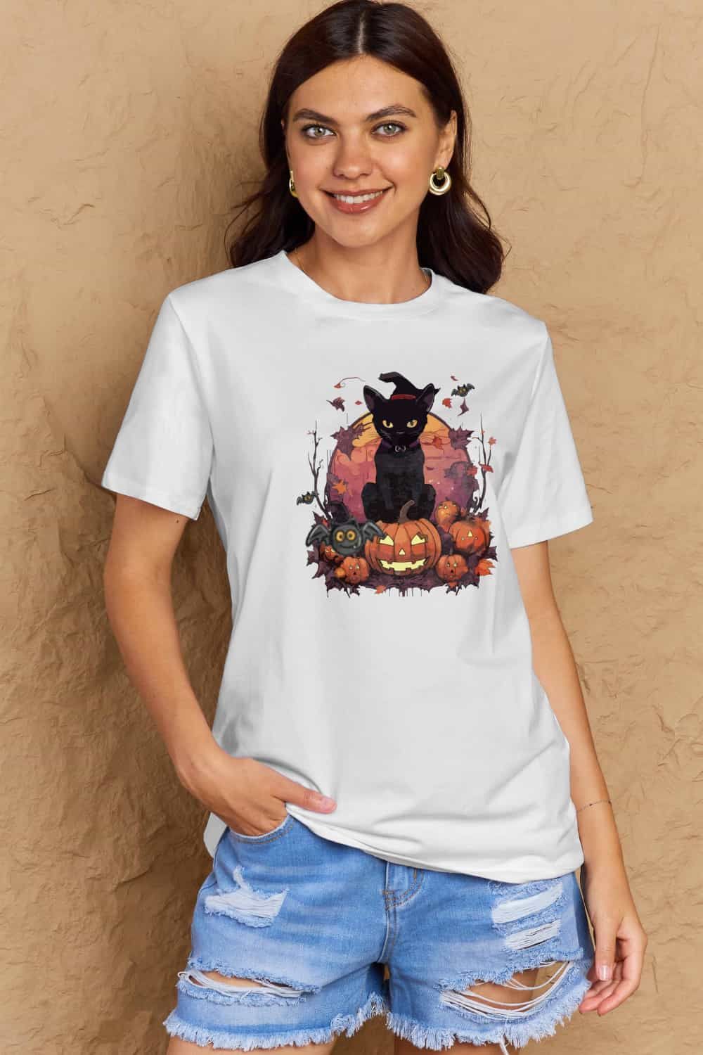 Women Full Size Halloween Theme Graphic T-Shirt NicholesGifts