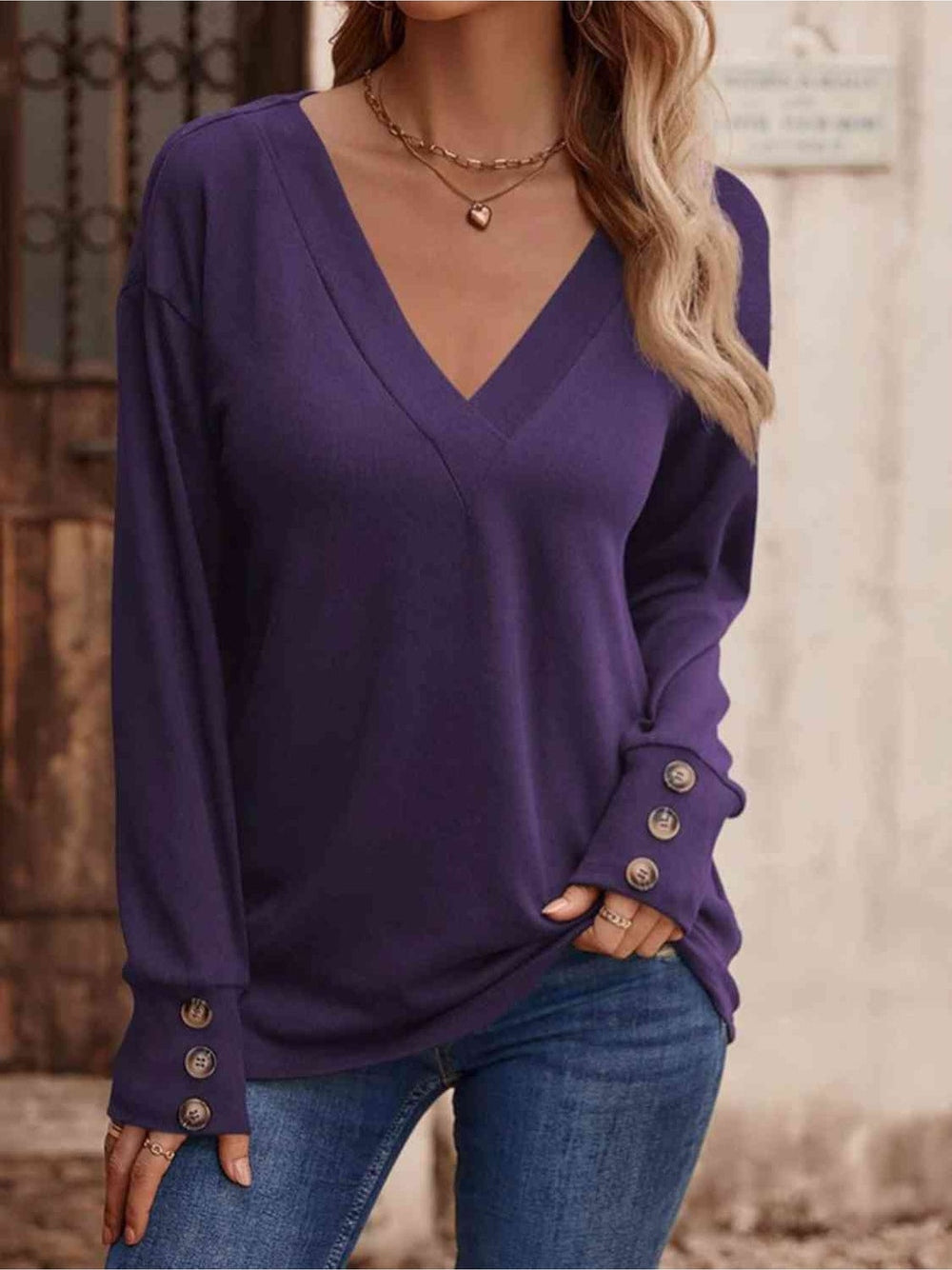 Women V-Neck Long Sleeve Top NicholesGifts