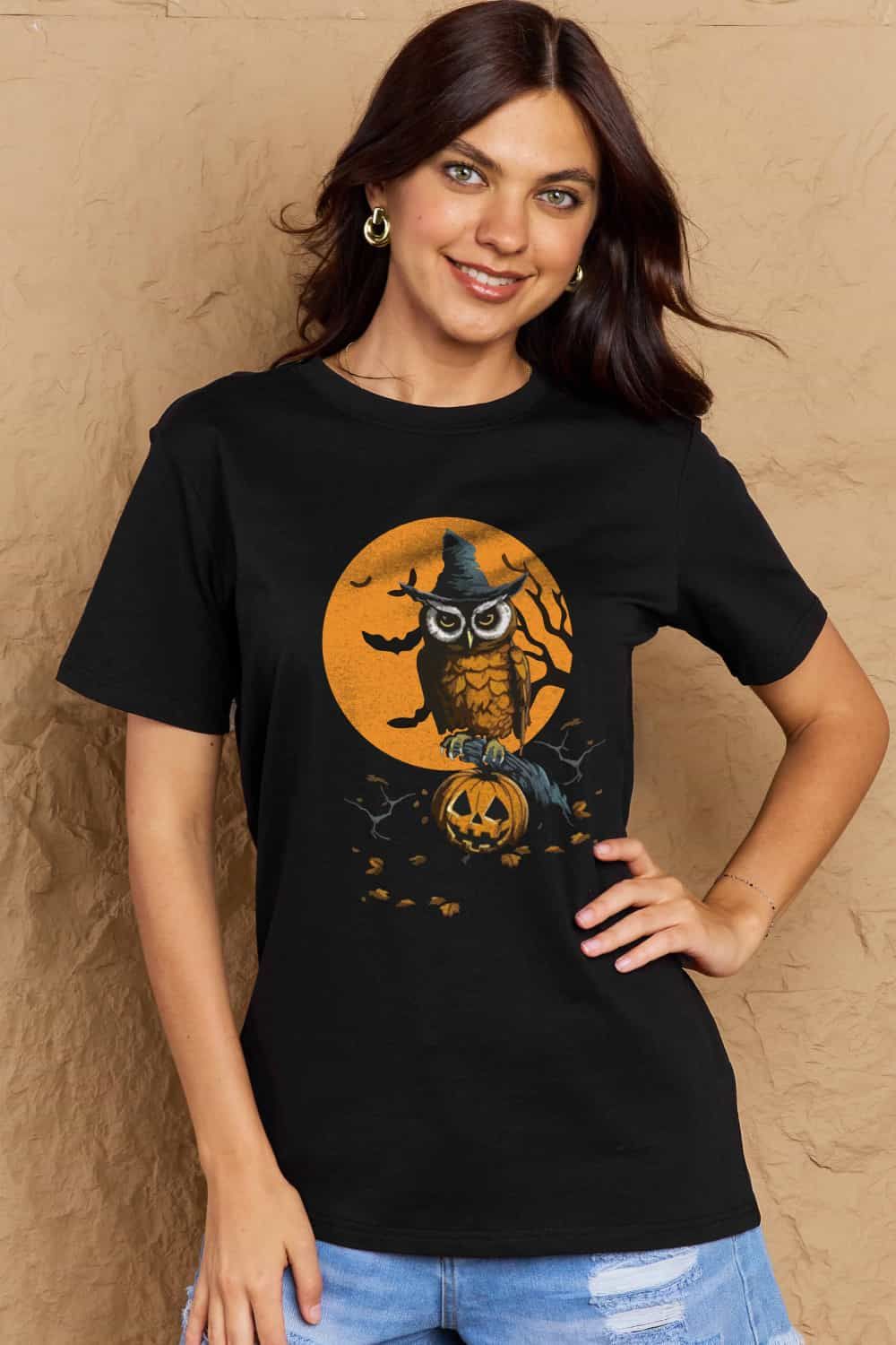 Women Full Size Halloween Theme Graphic Cotton T-Shirt NicholesGifts