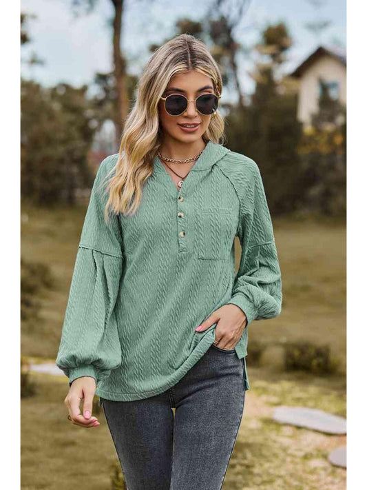 NicholesGifts Women Cable-Knit Dropped Shoulder Hoodie