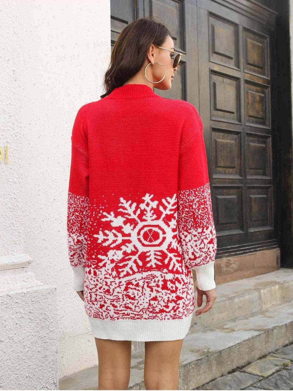 Women Snowflake Pattern Christmas Sweater Dress