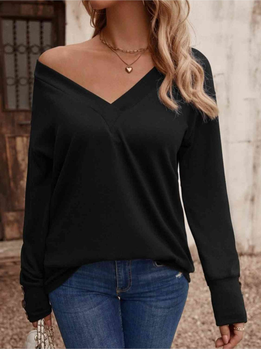 Women V-Neck Long Sleeve Top NicholesGifts