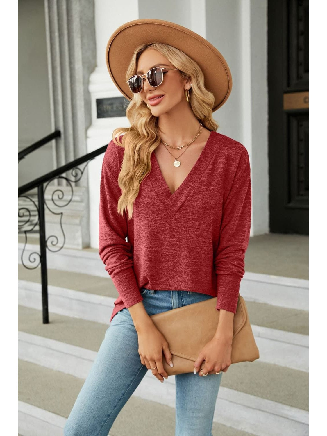 Women V-Neck Long Sleeve T-Shirt NicholesGifts