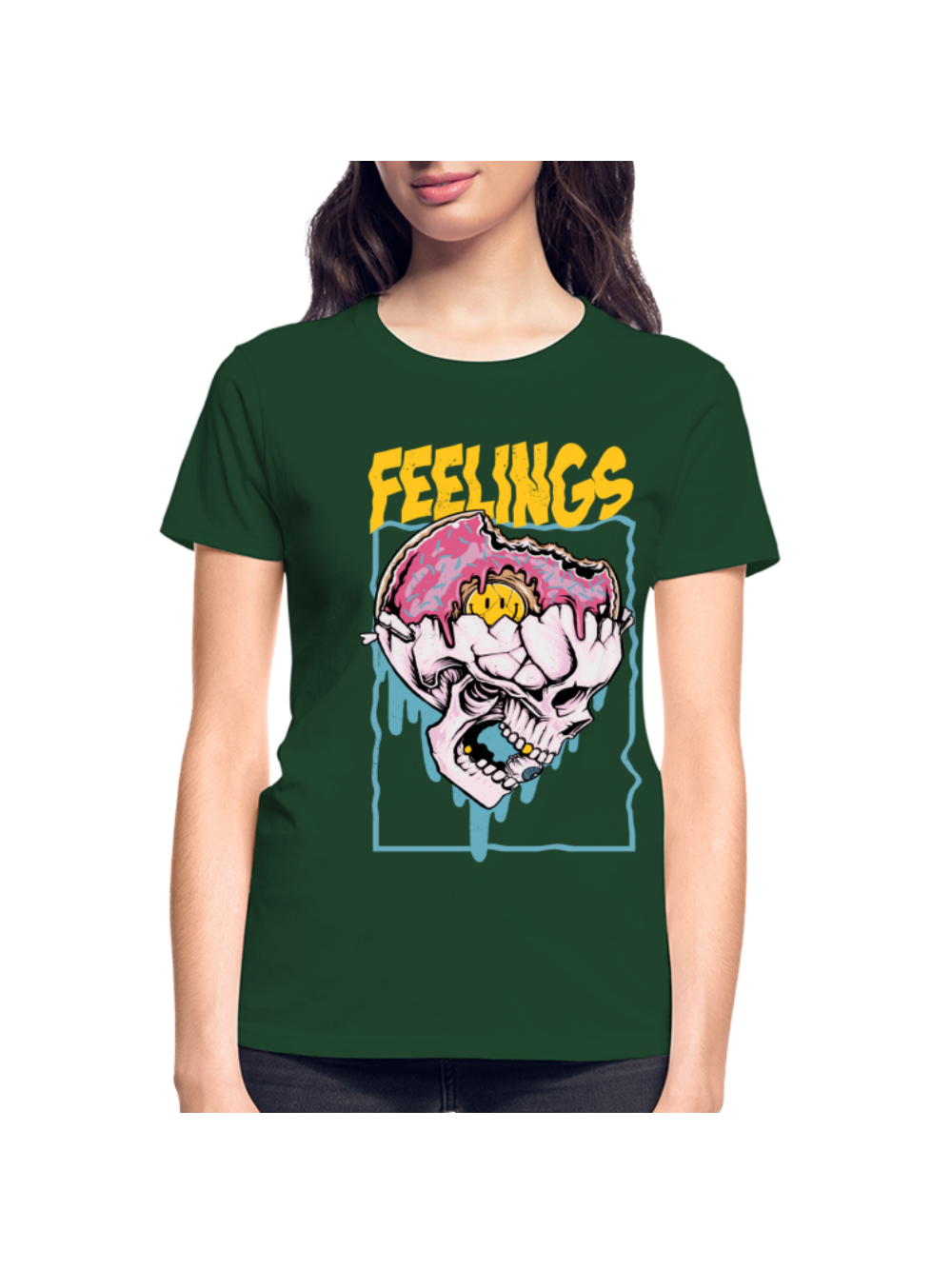 Women Feelings Skeleton Black Short Sleeve T-Shirt