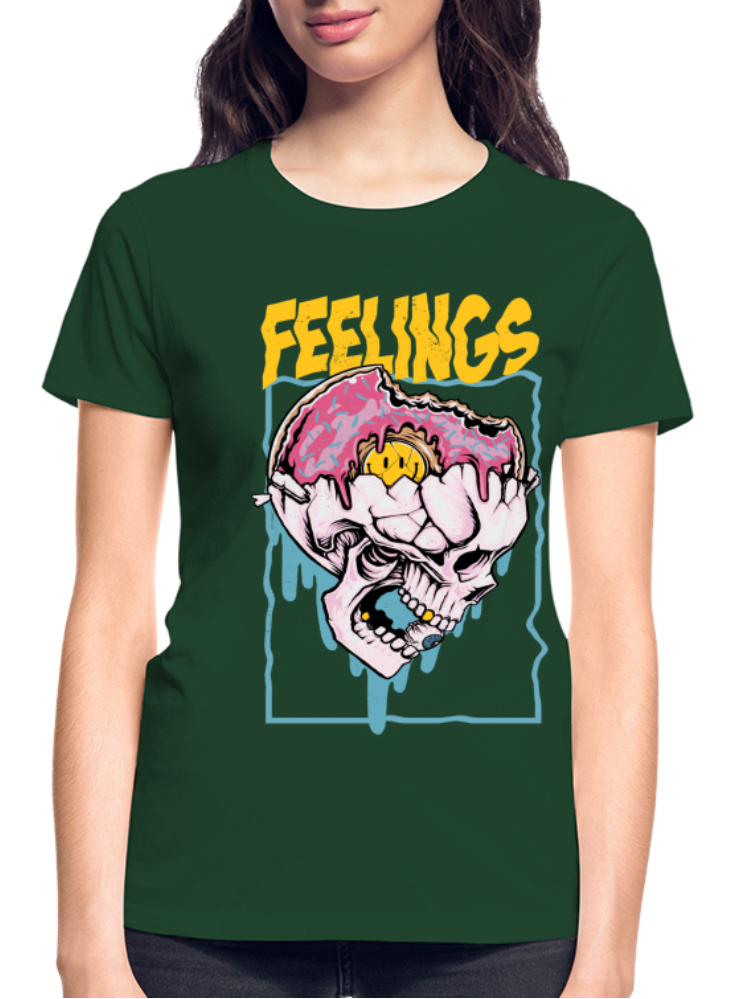 Women Feelings Skeleton Black Short Sleeve T-Shirt nicholesgifts