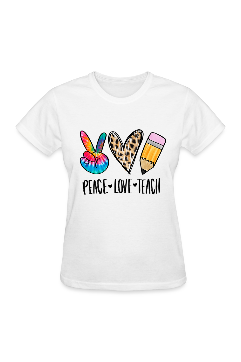 Women Peace Love Teach Short Sleeve T-Shirt NicholesGifts