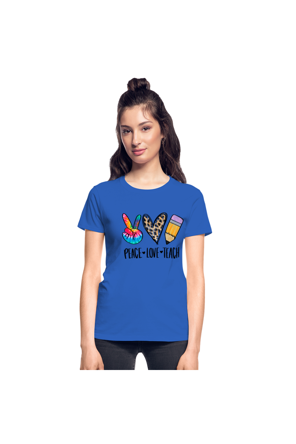 Women Peace Love Teach Short Sleeve T-Shirt NicholesGifts