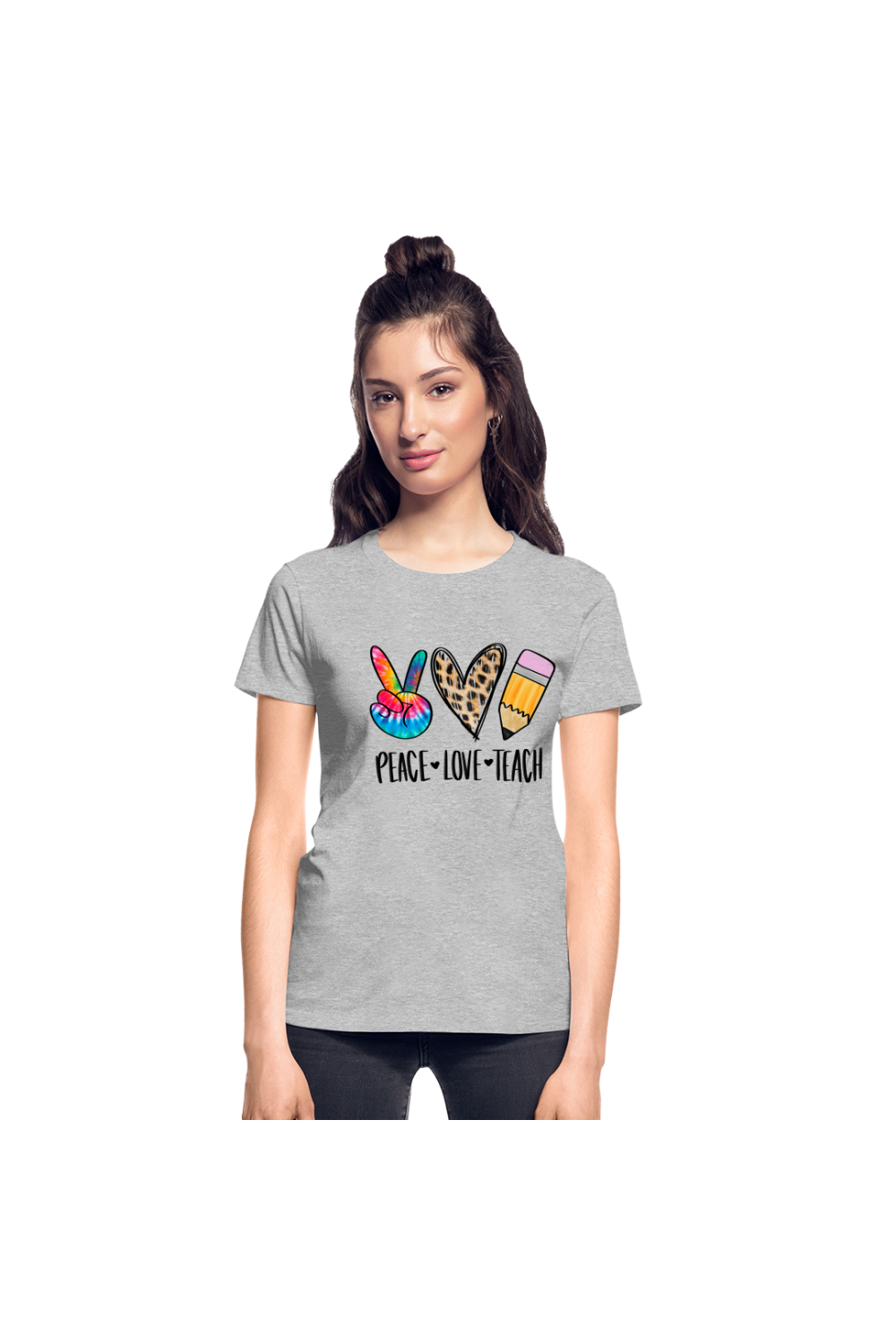 Women Peace Love Teach Short Sleeve T-Shirt NicholesGifts
