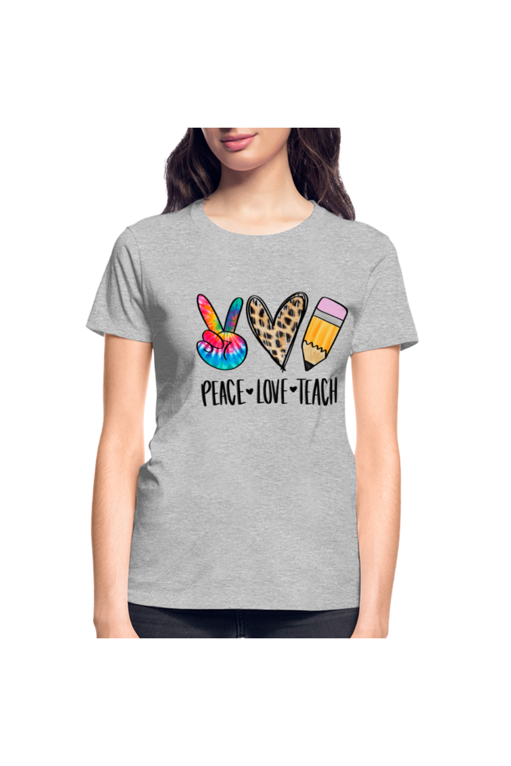 Women Peace Love Teach Short Sleeve T-Shirt NicholesGifts
