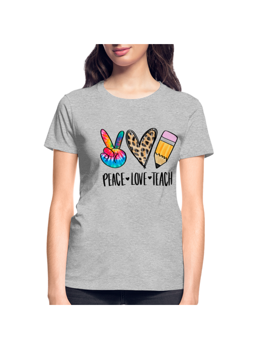 Women Peace Love Teach Short Sleeve T-Shirt