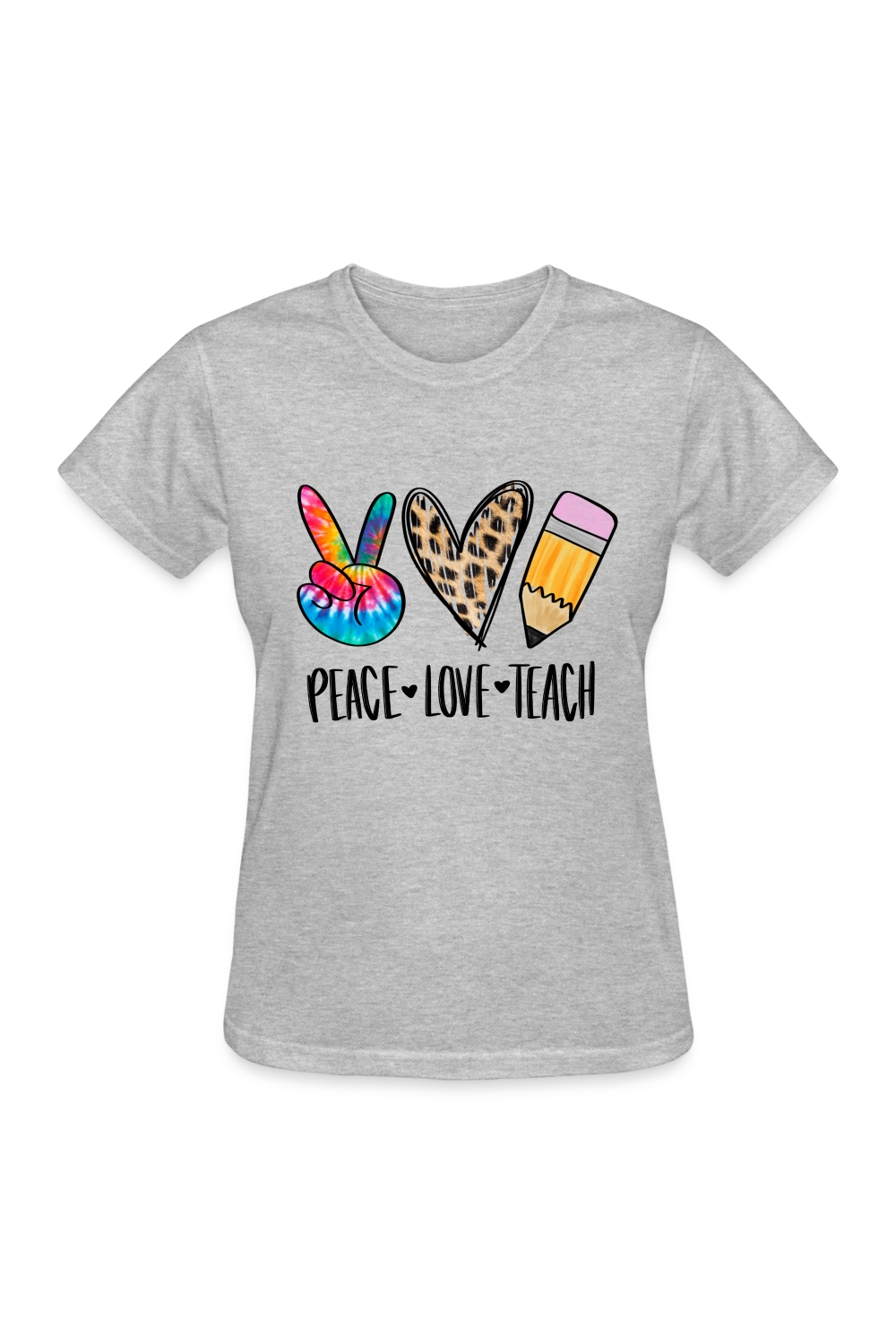 Women Peace Love Teach Short Sleeve T-Shirt NicholesGifts
