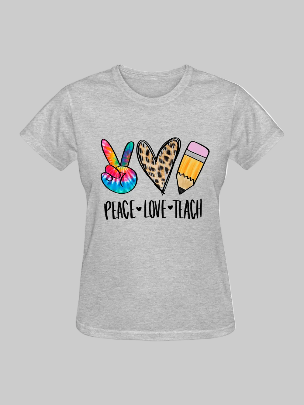Women Peace Love Teach Short Sleeve T-Shirt nicholesgifts