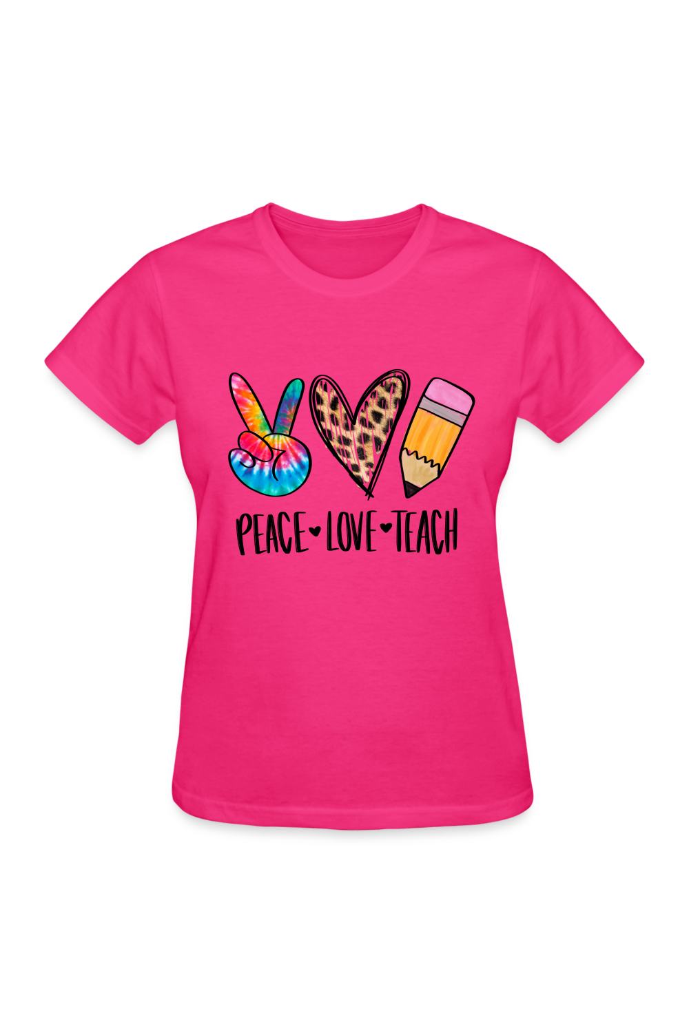 Women Peace Love Teach Short Sleeve T-Shirt NicholesGifts
