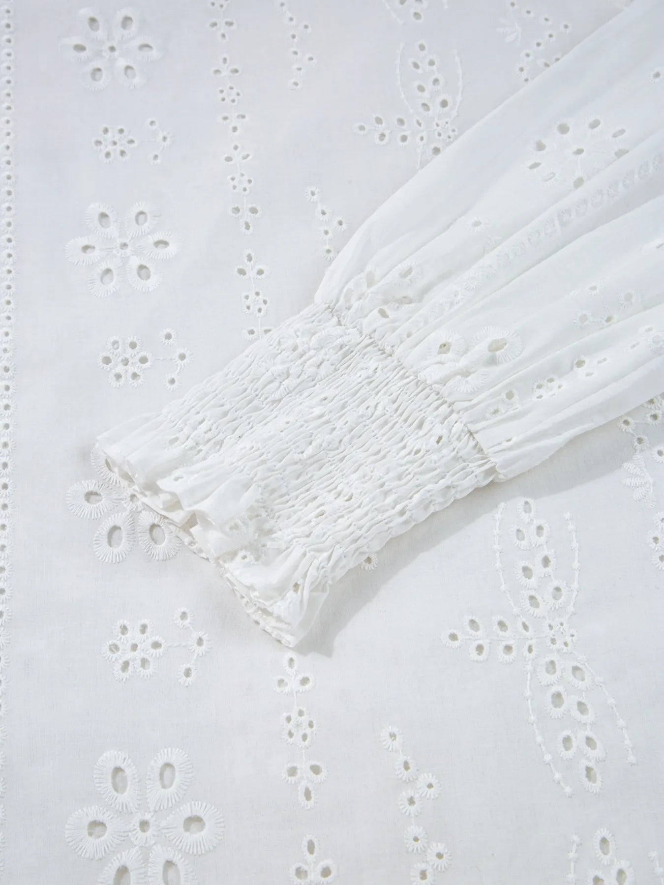 Eyelet Long Sleeve Blouse with Elastic Cuffs NicholesGifts