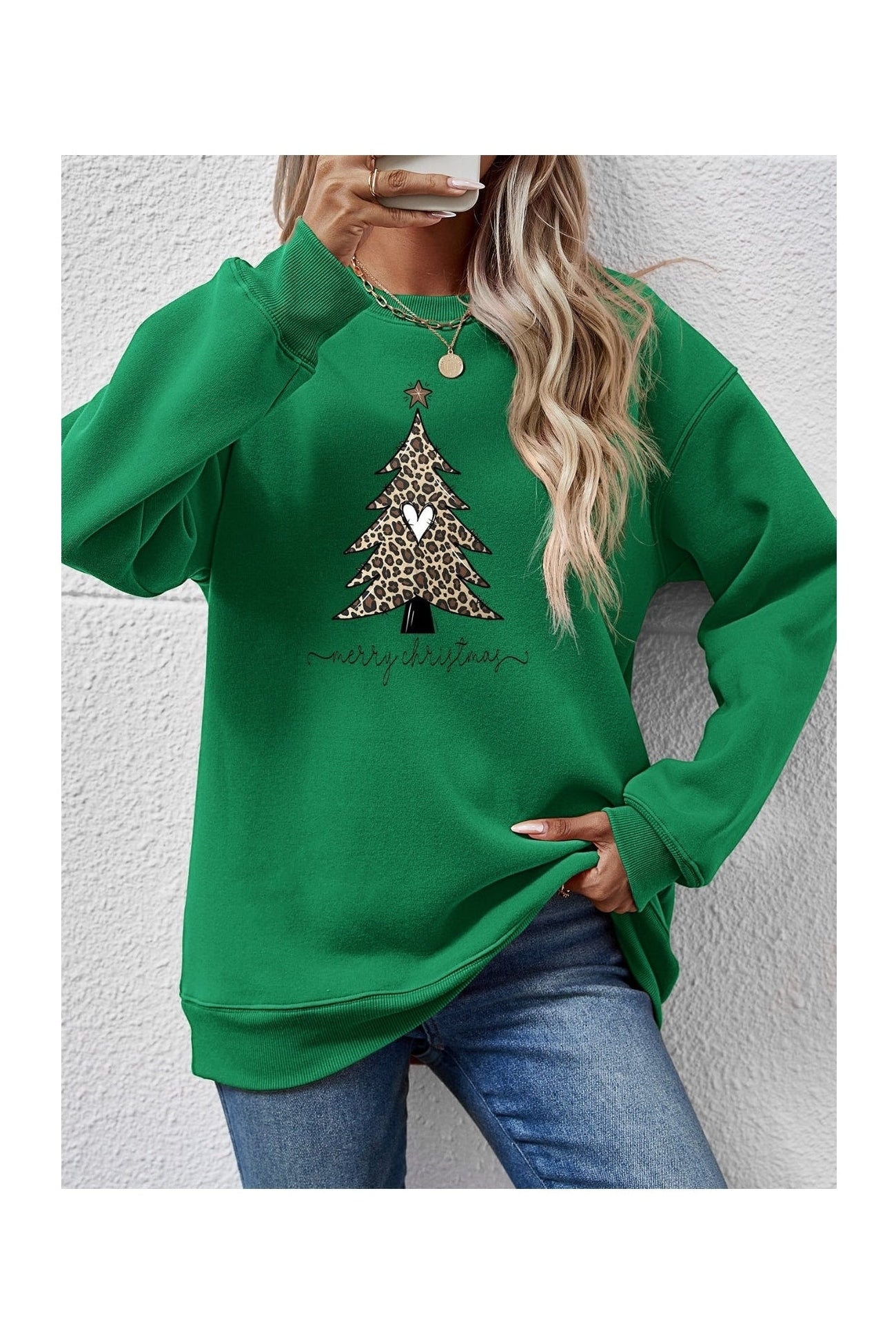 Christmas Tree Graphic Long Sleeve Sweatshirt nicholesgifts