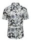Men's Plus Size Floral Print Short Sleeve Button Down Shirt nicholesgifts
