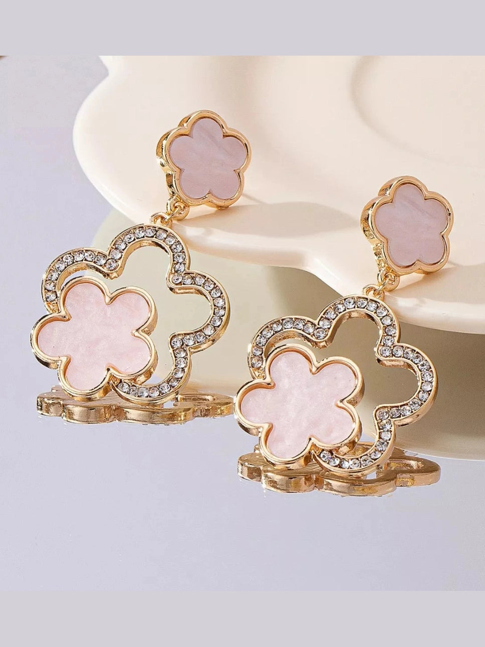 Lucky Clover Dangle Earrings with Rhinestone Accents nicholesgifts
