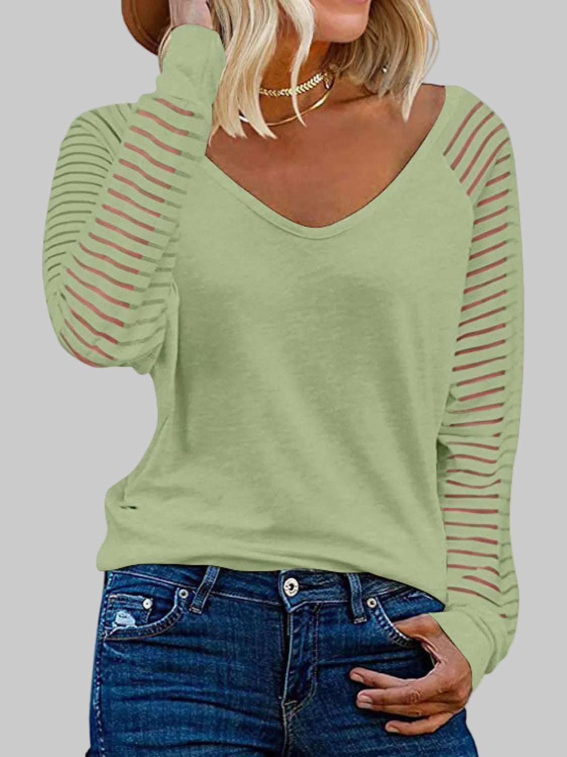 V-Neck Long Raglan Sleeve Top nicholesgifts