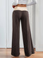 Women Contrast Waistband Wide Leg Pants nicholesgifts