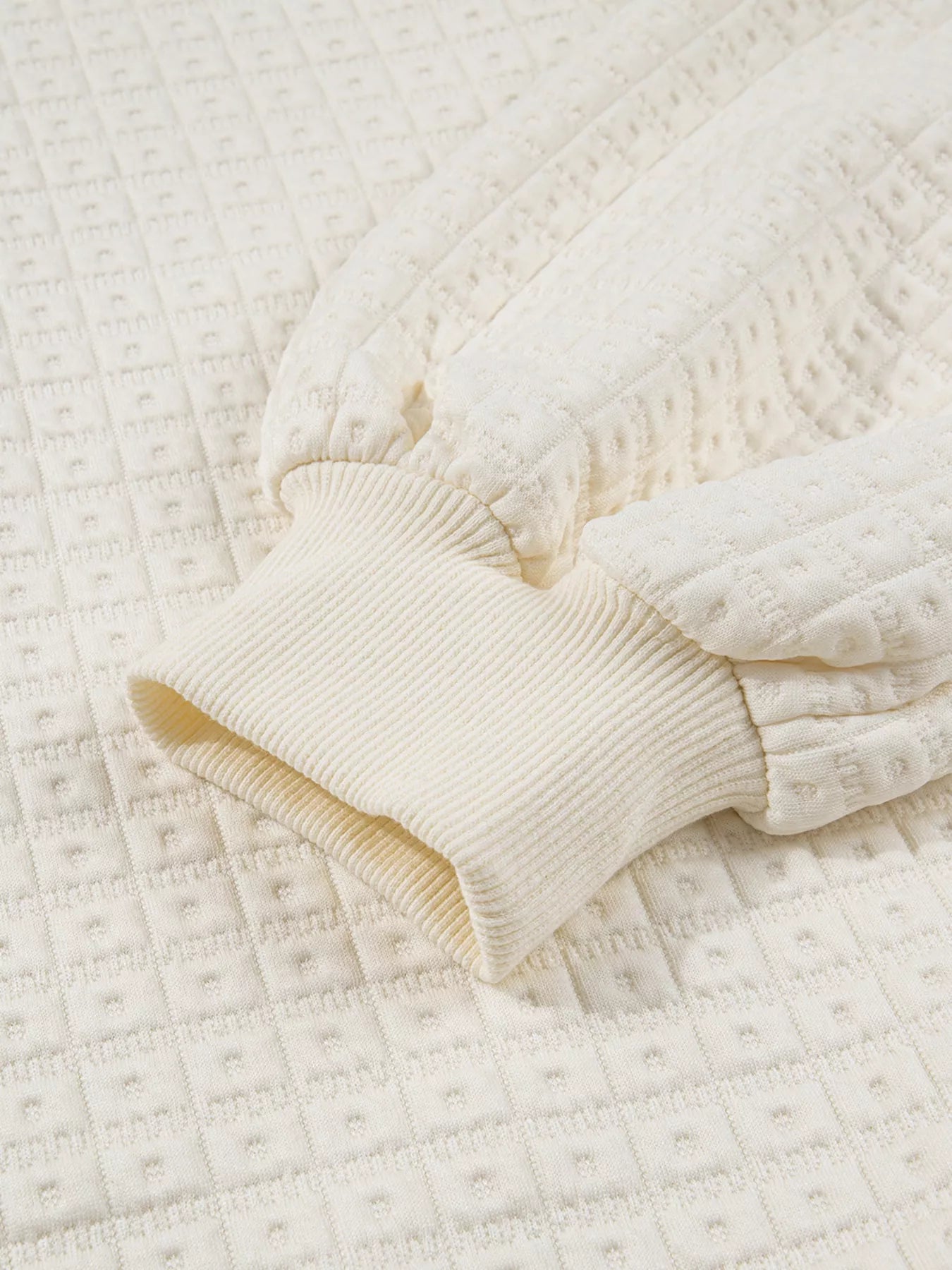 Textured Half Button Collared Sweatshirt nicholesgifts