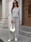 Ribbed Round Neck Top and Pants Set nicholesgifts