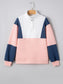 Women Color block Patchwork Half Button Baggy Sweatshirt nicholesgifts