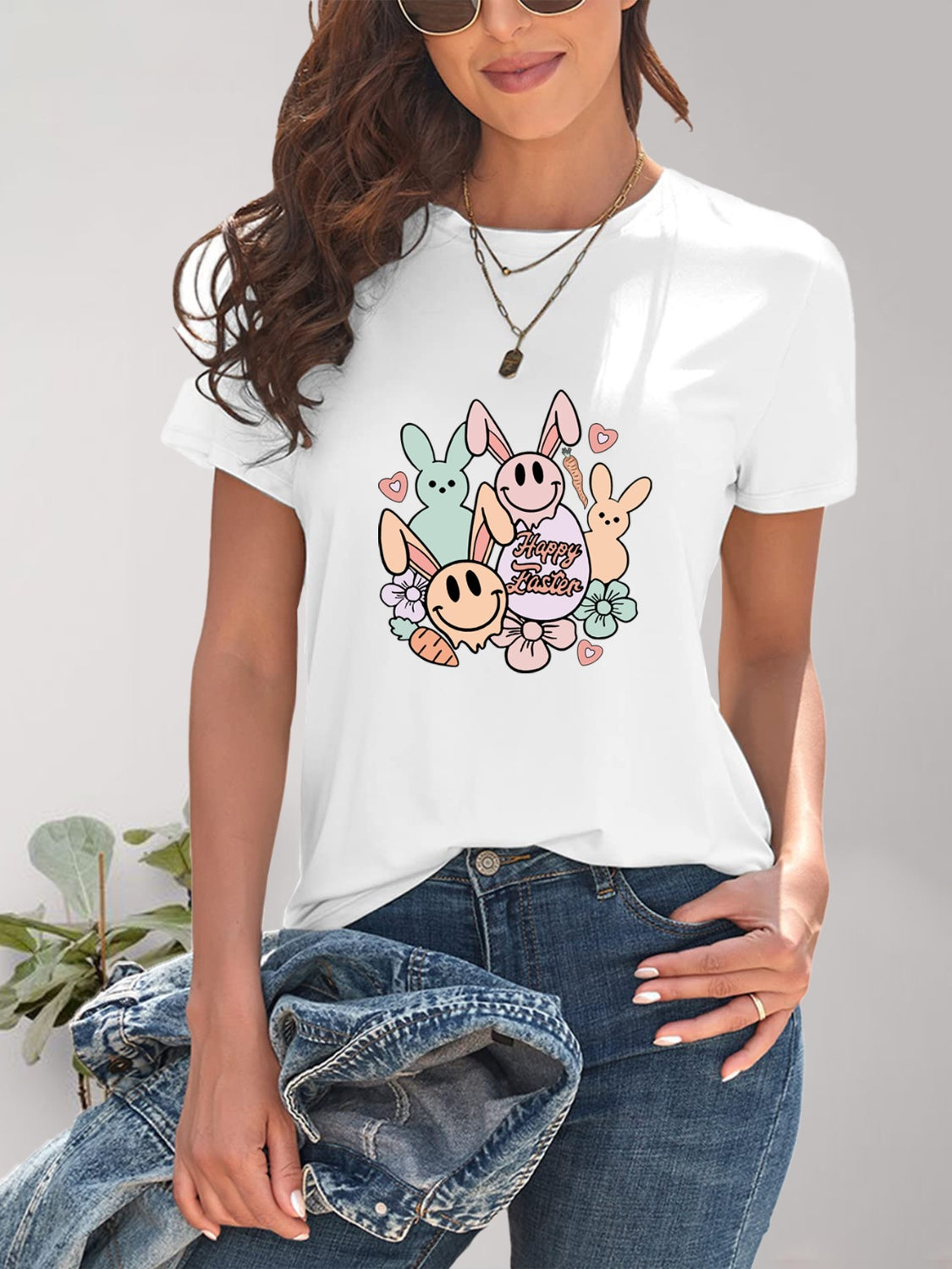 Women Graphic Round Neck Short Sleeve T-Shirt - Nicholesgifts.online