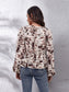 Ruched Printed V-Neck Long Sleeve Blouse nicholesgifts