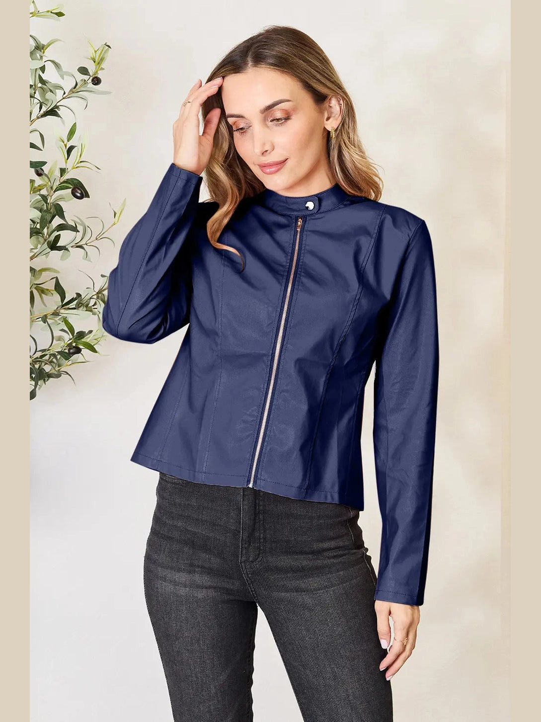 Mock Neck Zip Up Jacket nicholesgifts