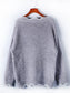 Notched Dropped Shoulder Long Sleeve Sweater nicholesgifts
