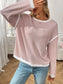 Ribbed Contrast Trim Long Sleeve Top nicholesgifts