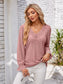 Applique V-Neck Flounce Sleeve T-Shirt nicholesgifts