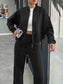 Baseball Collar Zip Up Outerwear and Drawstring Pants Set nicholesgifts