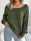 Decorative Button Cable-Knit Sweater Trendsi